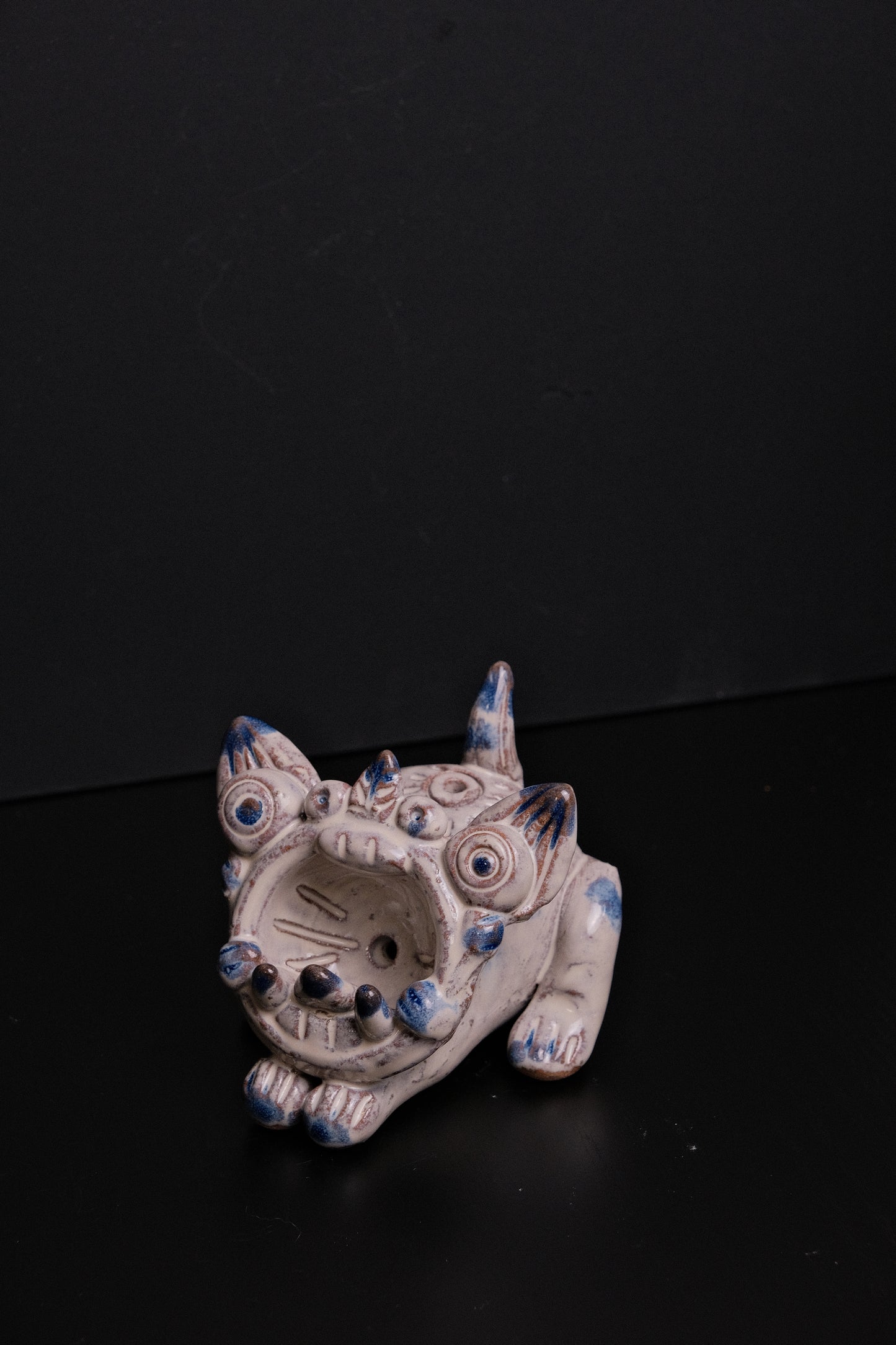 Handcrafted Ceramic Cat – Playful Yet Fierce Cat with Open Mouth, Cleansing and Removing Bad Luck