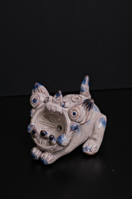 Handcrafted Ceramic Cat – Playful Yet Fierce Cat with Open Mouth, Cleansing and Removing Bad Luck