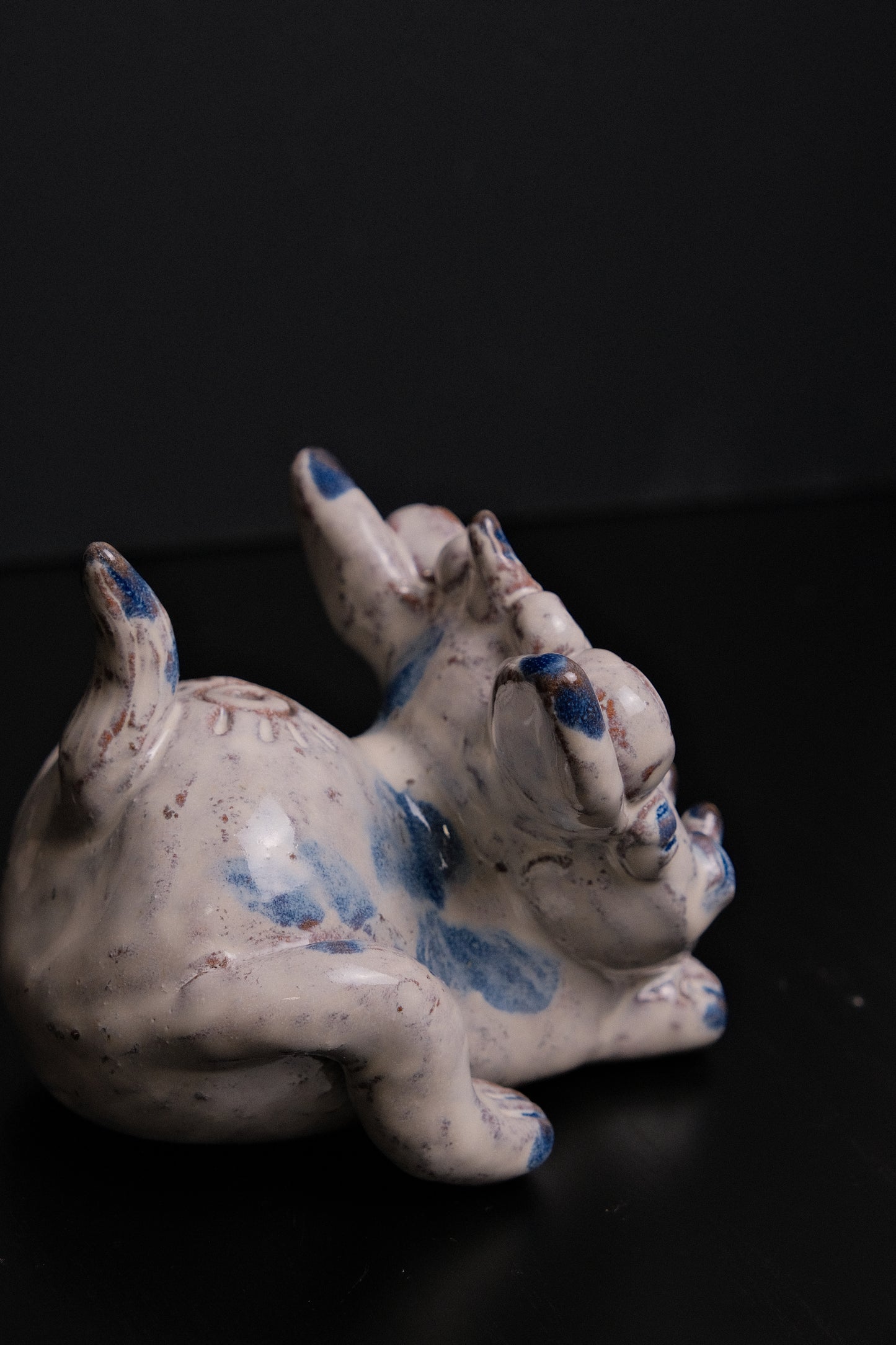 Handcrafted Ceramic Cat – Playful Yet Fierce Cat with Open Mouth, Cleansing and Removing Bad Luck